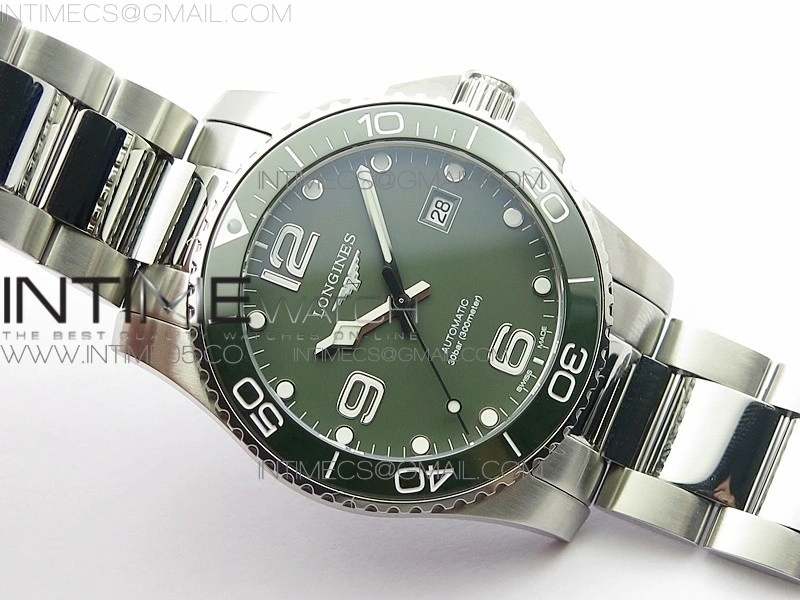 Conquest L3.840.4.56.6 Real Ceramic Bezel SS ZF 1:1 Best Edition Green dial On SS Bracelet A2824